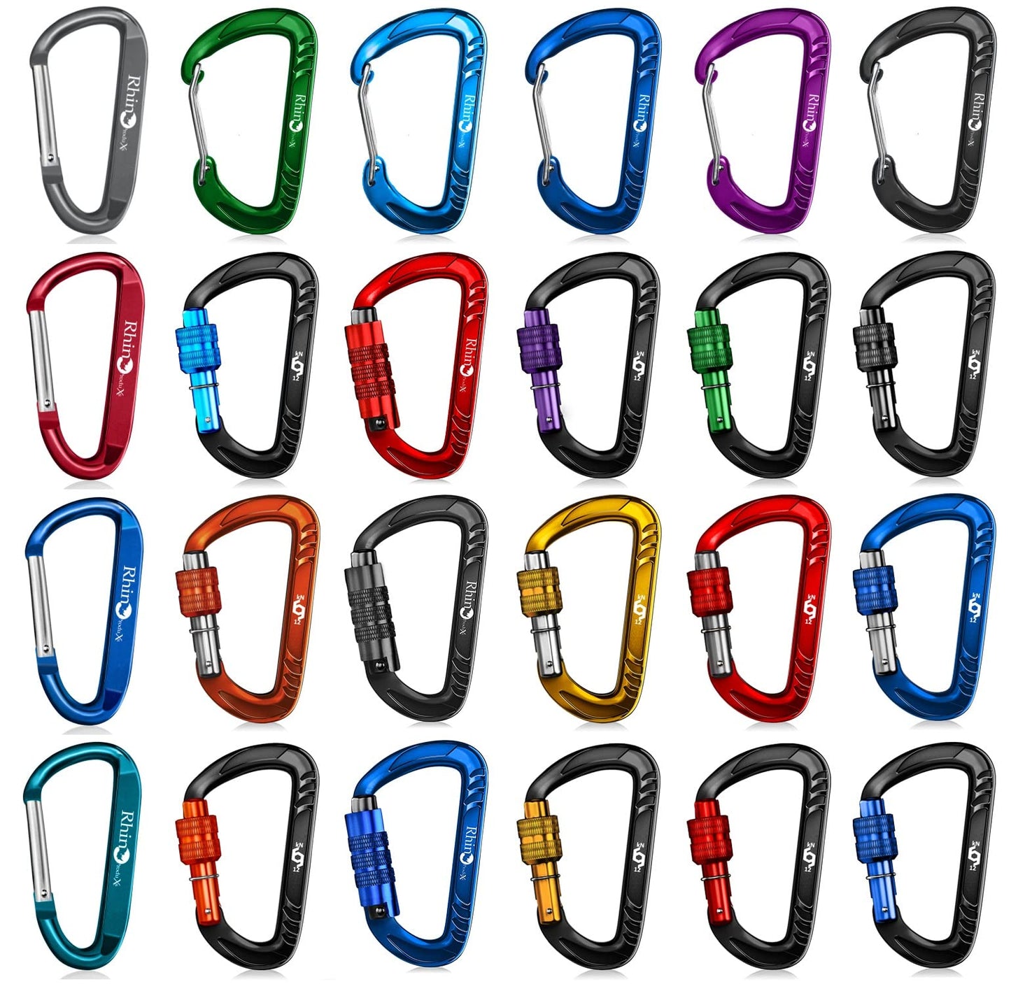 Rhino Produxs 8PCS Lightweight Snap Carabiner Clips D Ring Shape