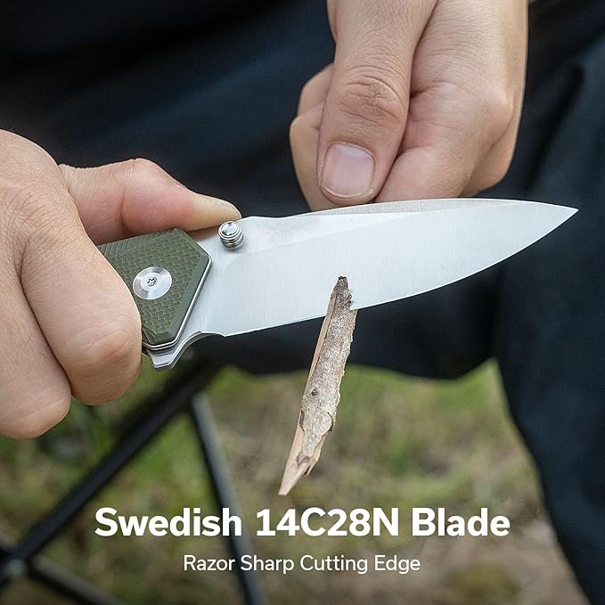 CIVIVI Photonix EDC Pocket Knife, Folding Knife with 3.7" 14C28N Blade G10 Handle with Pocket Clip for Men Women, Camping Hiking Fishing Knife C23081B-2, Green