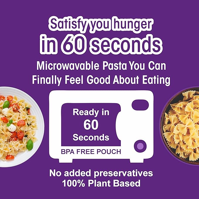Pasta Zing Farfalle Pasta – Fully Cooked Bow Tie Pasta, Microwave Ready in 60 Seconds, Made with 100% Italian Durum Wheat, Non-GMO, No Preservatives, Halal & Kosher – 7.05 oz (Pack of 7)