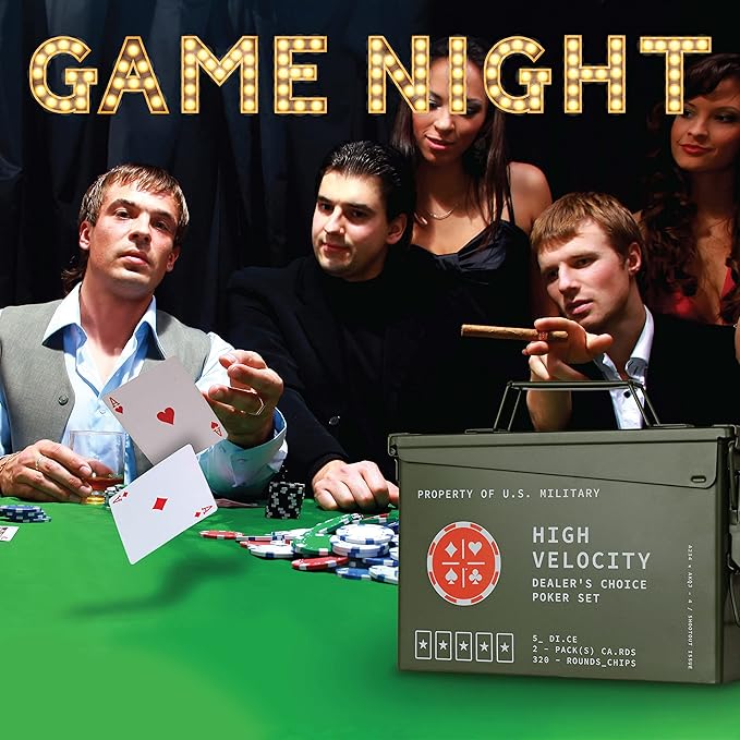 Kölbs Titan LSO Poker Set, Tactile Box Contains The Ultimate Poker Set - Playing Cards, Poker Chips Set & More, Case and Set Also for Texas Holdem, Blackjack Plus, Groomsmen Gifts for Men (with Dice)
