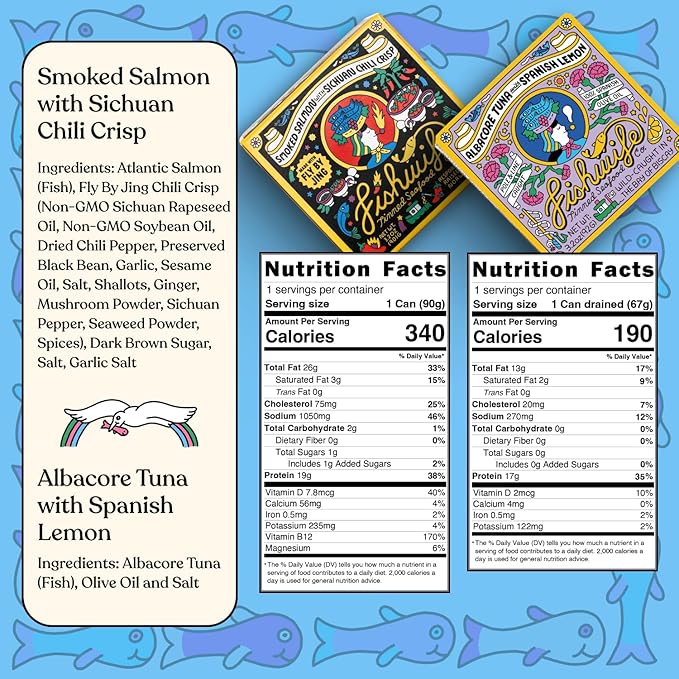 Fishwife Starter 7-Pack (Variety of Tinned Seafood including Smoked Salmon, Rainbow Trout, Sardines, Tuna & More!) | Gluten Free, High Protein, Omega-3s | Hand-Packed