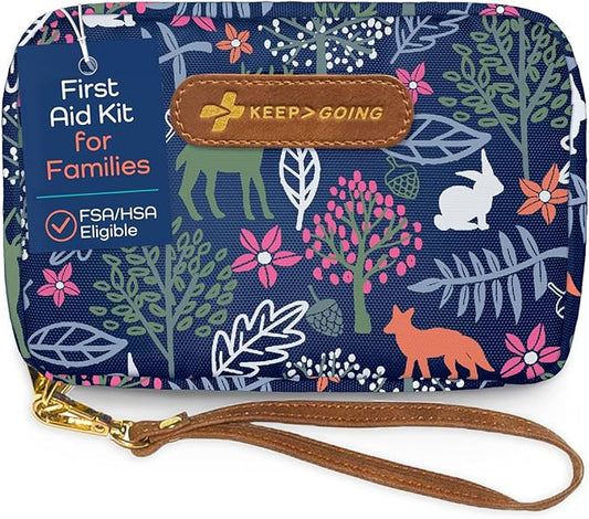 KeepGoing Travel First Aid Kit for Kids ??130 Pc. for Car, Home, Purse, Diaper Bag & Backpack with Latex-Free Bandages - Mini First Aid Kit Travel Size TSA-Approved