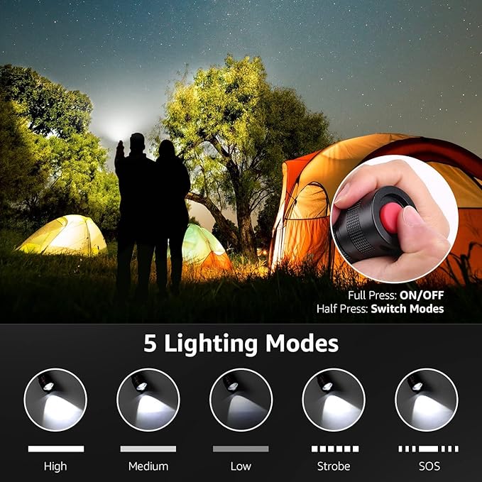 Lepro LED Tactical Flashlight, LE3000 High Lumen Streamlight Torch, 5 Lighting Modes, Zoomable, Water Resistant, Adopted by Osram P9 LED, Powered by AA Battery, for Camping, Running, Emergency