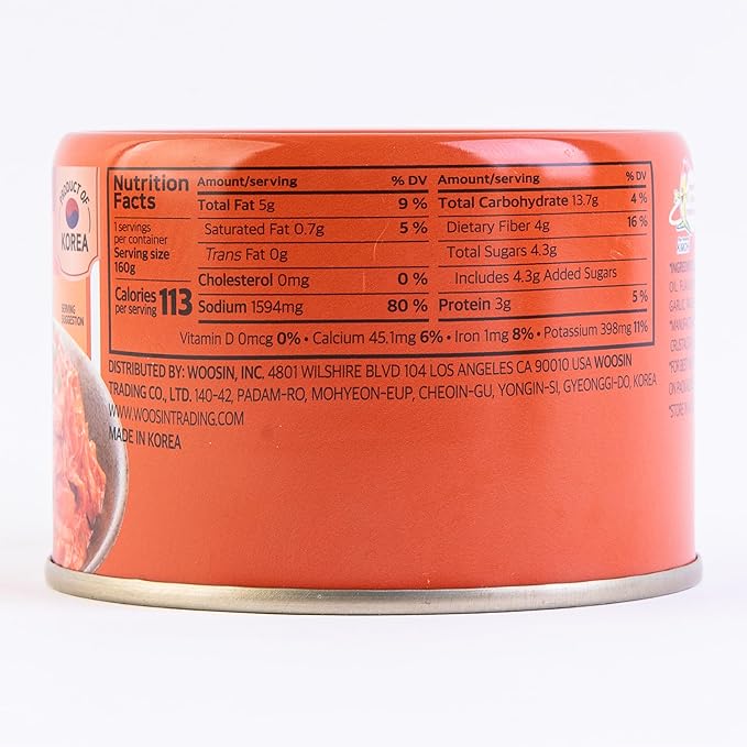 DELIEF Stir-Fried Cabbage Kimchi - Authentic Korean Cabbage, Vegan, Gluten-Free, Shelf-Stable Canned, No Preservatives, 5.64 oz/160 g (4 Packs)