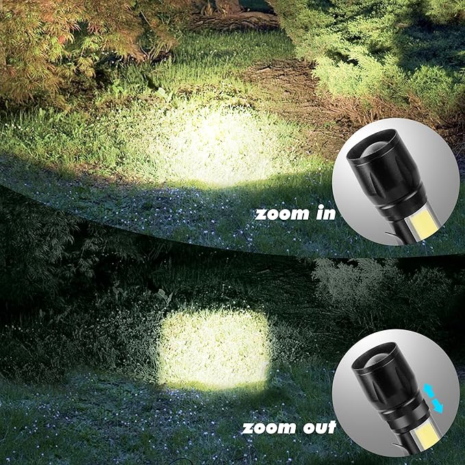 KunHe Rechargeable Flashlights USB-C mini Small LED Lantern Flashlights Bright Clip-On Light EDC Flash Light with Side COB Light for Camping Home Emergency 4 Pack