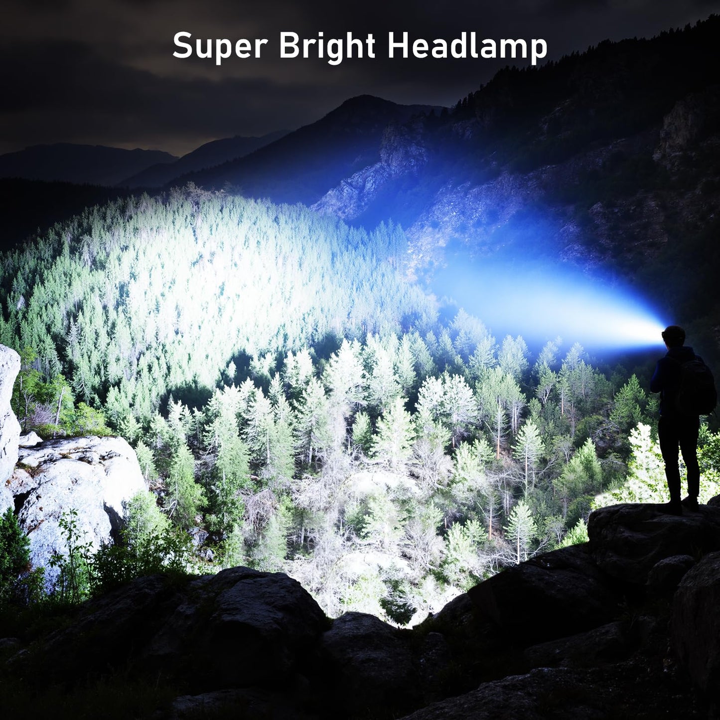 Blukar LED Headlamp Rechargeable, 2000L Super Bright Headlight Flashlight