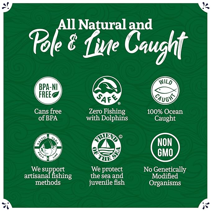 Santo Amaro - Artisanal Wild Tuna Fillets in Olive Oil & Red Piri Piri Pepper, Pole & Line Caught Tuna from Portugal, Hand-Packed Beira-Style Canned Tuna Fish, 22g Protein Keto, Low Mercury, Pack of 6