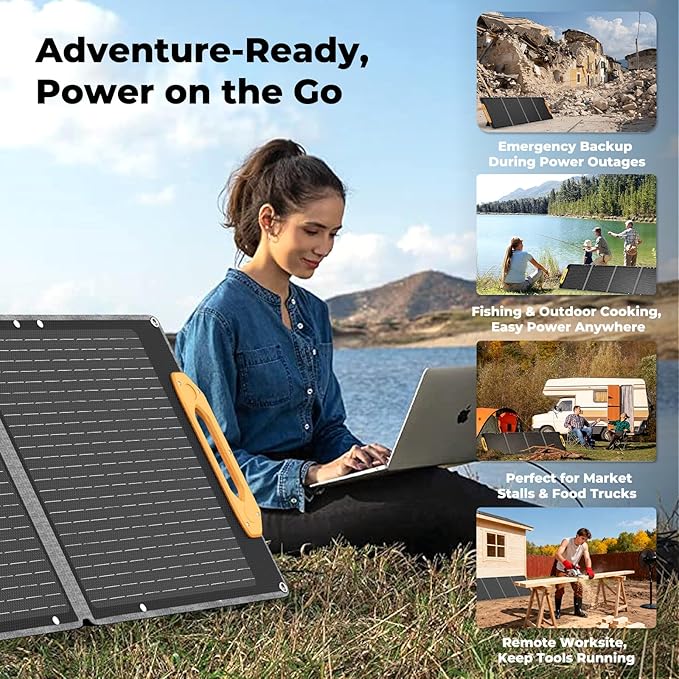 100W Foldable Solar Panel Charger, 18V Monocrystalline with USB-C & USB-A (18W Max), 10-in-1 DC/MC4 Outputs, IP67 Waterproof, ETFE High-Efficiency for RV, Camping, Van, Power Station