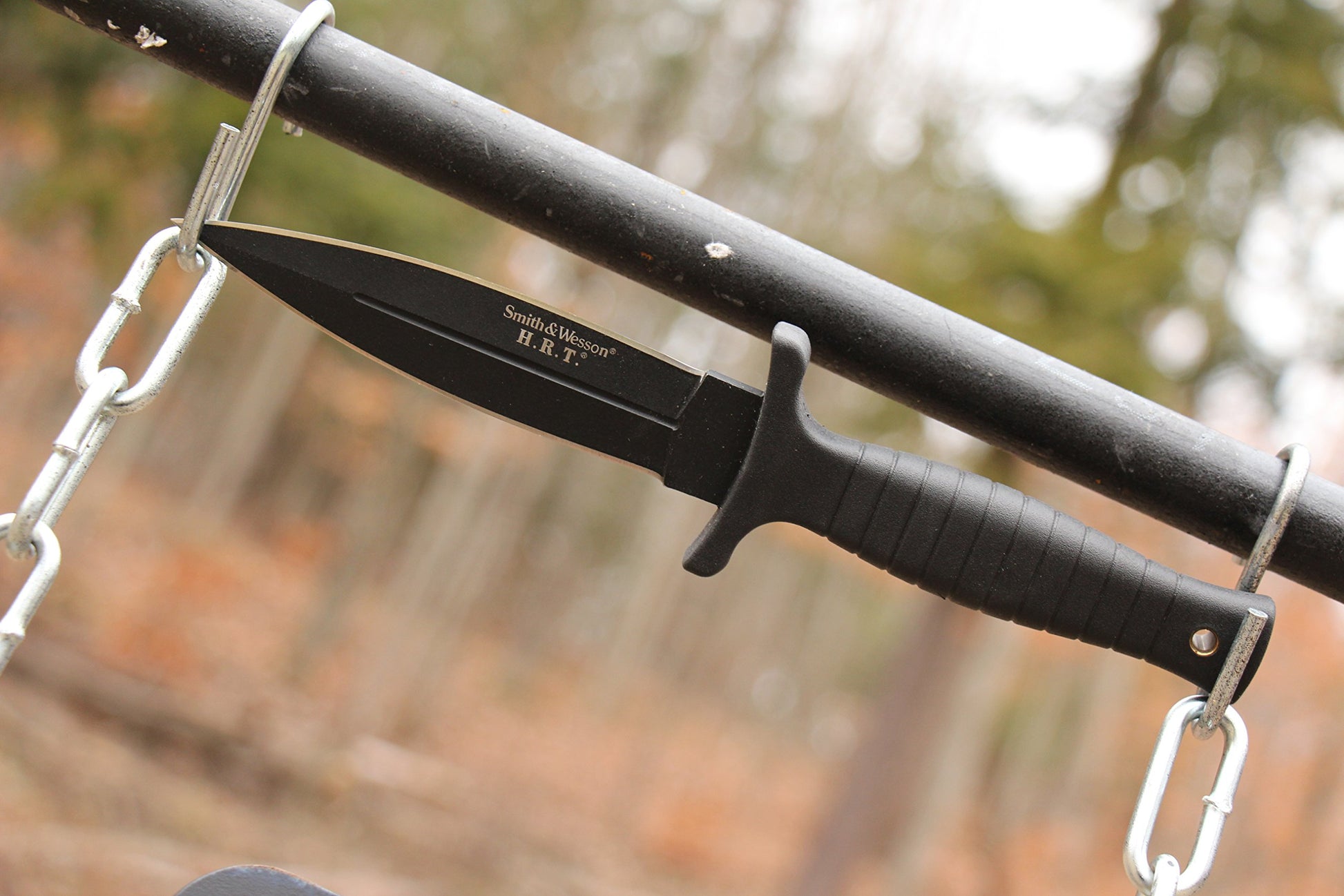 Smith & Wesson SWHRT9B 9in High Carbon S.S. Fixed Blade Knife with 4.7in Dual Edge Blade and TPE
