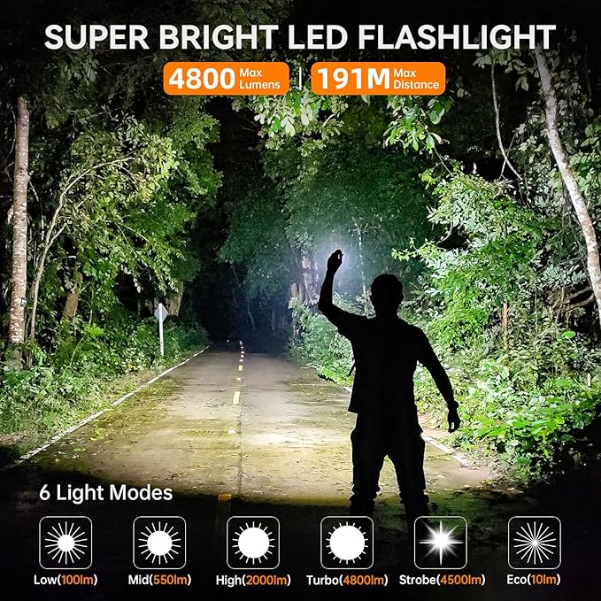 Wurkkos TS22 Flashlight High Lumen Rechargeable - 4500 Lumens Super Bright 70.3 HI LED Flashlight USB C Charging IP68 Waterproof Regulated Output for Dog Walking Ramping Emergency Hiking