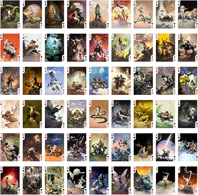 SciFi FANSTASY Playing Cards (Poker Deck 54 Cards All Different) Vintage Retro Fantasy SciFi Magazine Covers Comic Art by Frank Frazetta