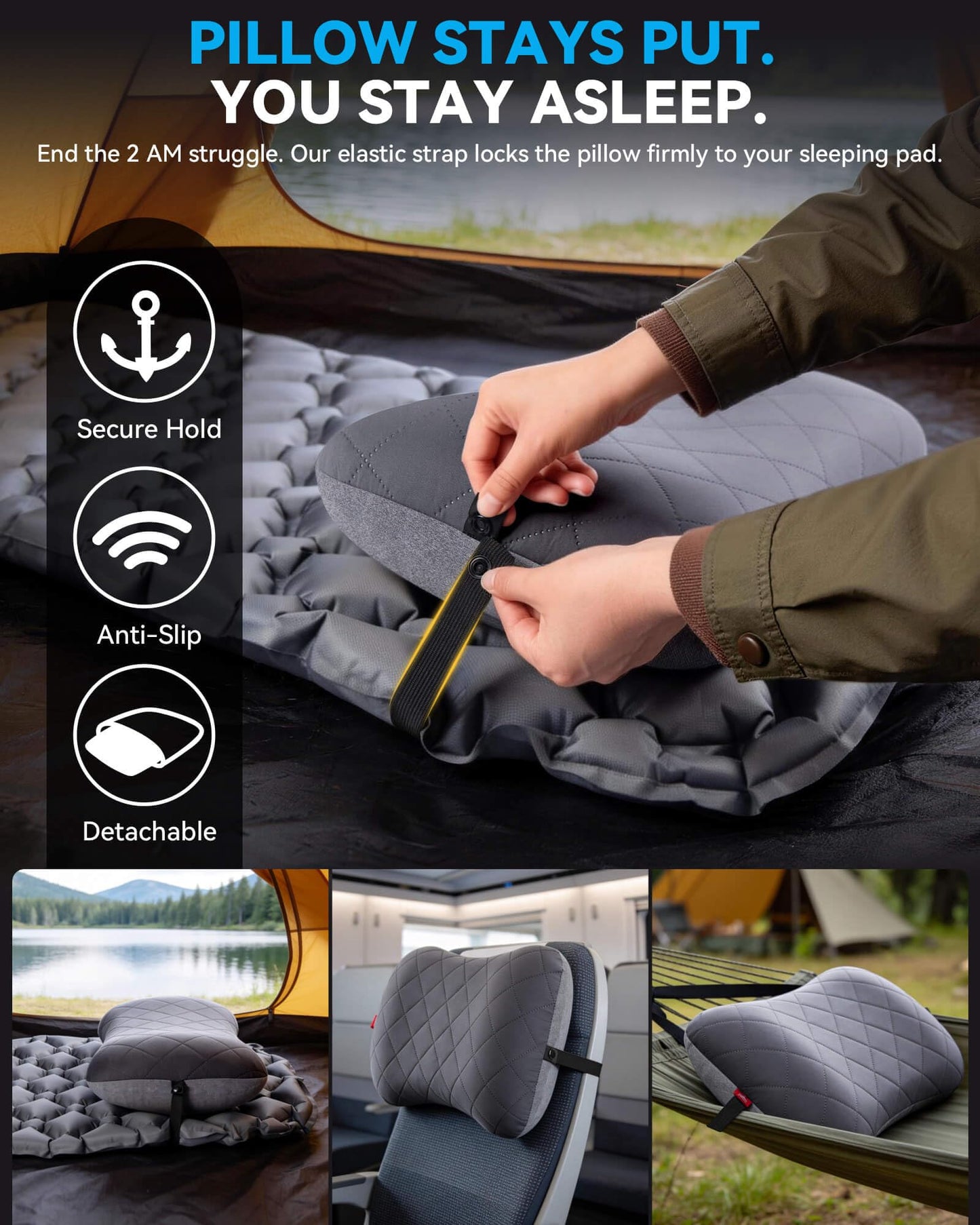 Hikenture Camping Pillow with Removable Cover, Ultralight Inflatable Pillow
