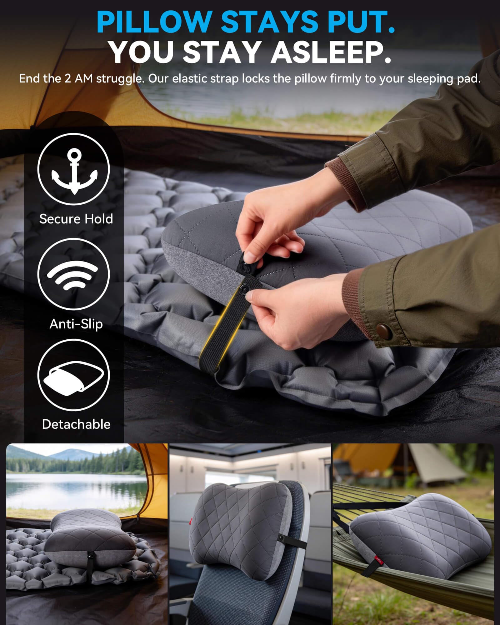 Hikenture Camping Pillow with Removable Cover, Ultralight Inflatable Pillow