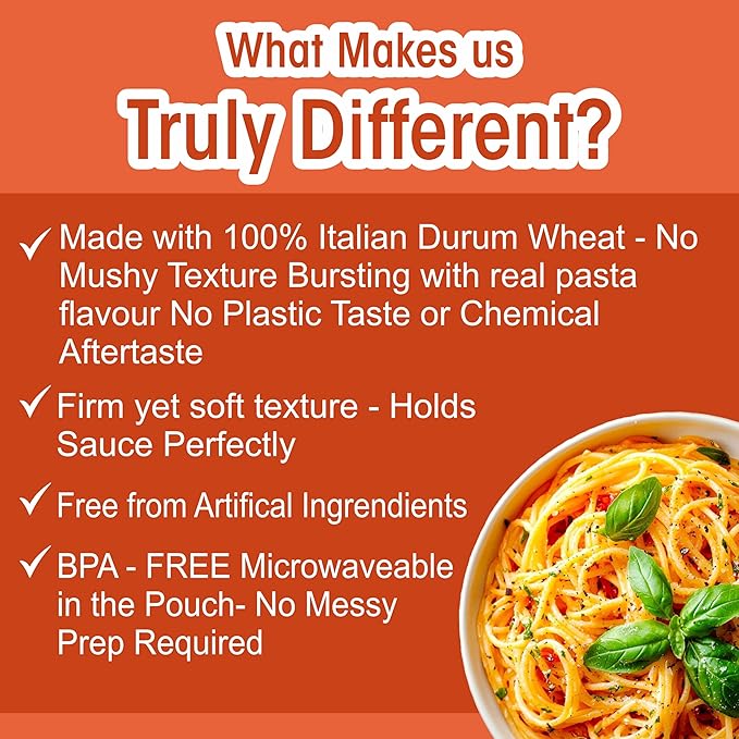 Pasta Zing Spaghetti Pasta Made with Italian Durum Wheat | Ready to Eat Meals in 60 seconds | Fully Cooked, Microwave Meals, Ready Pasta for Dinner, Easy Dinner Sides | Pack of 7, 7.05 Ounce