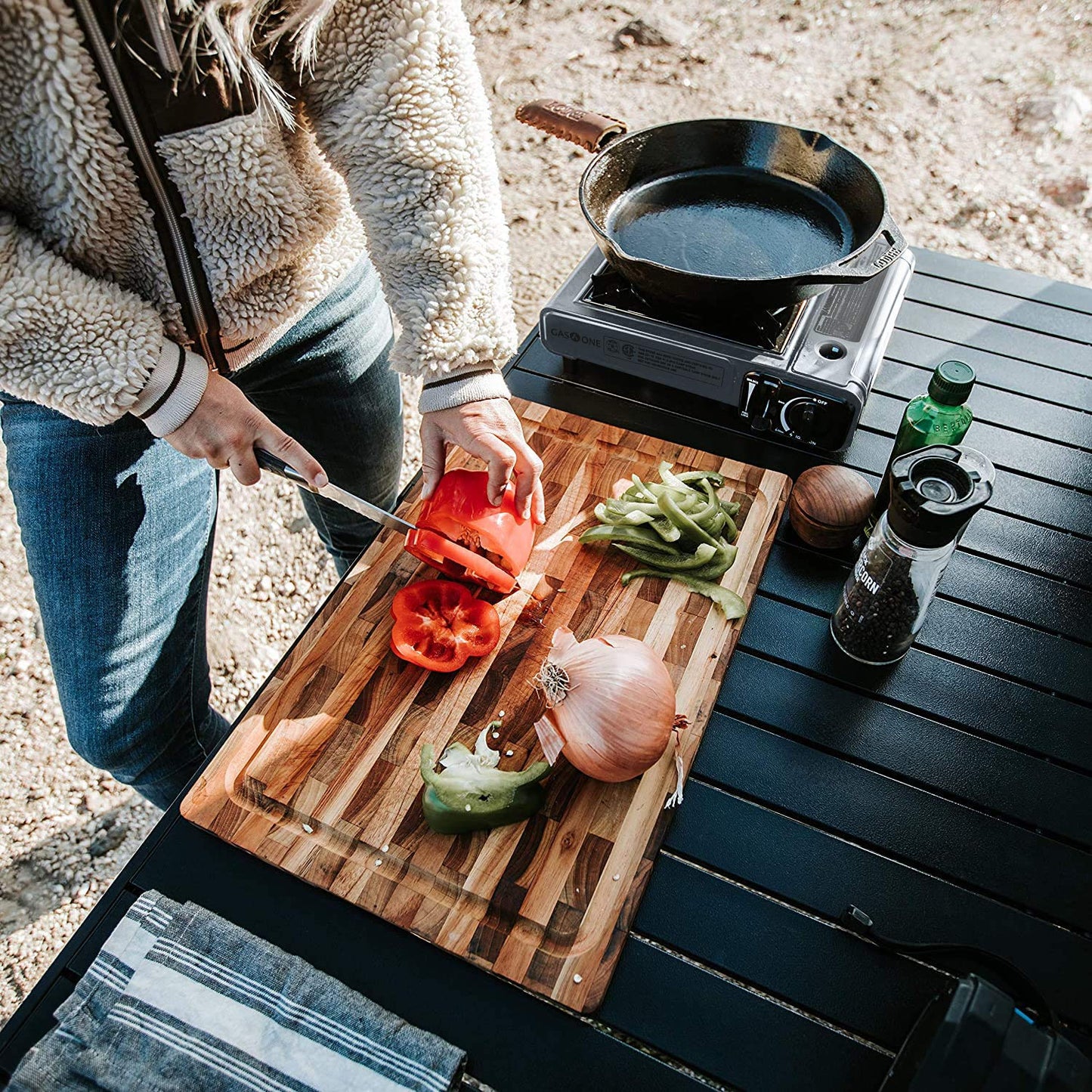 Gas One Portable Butane Camping Stove with Case: Automatic Ignition, Precise Heat Control - Camping