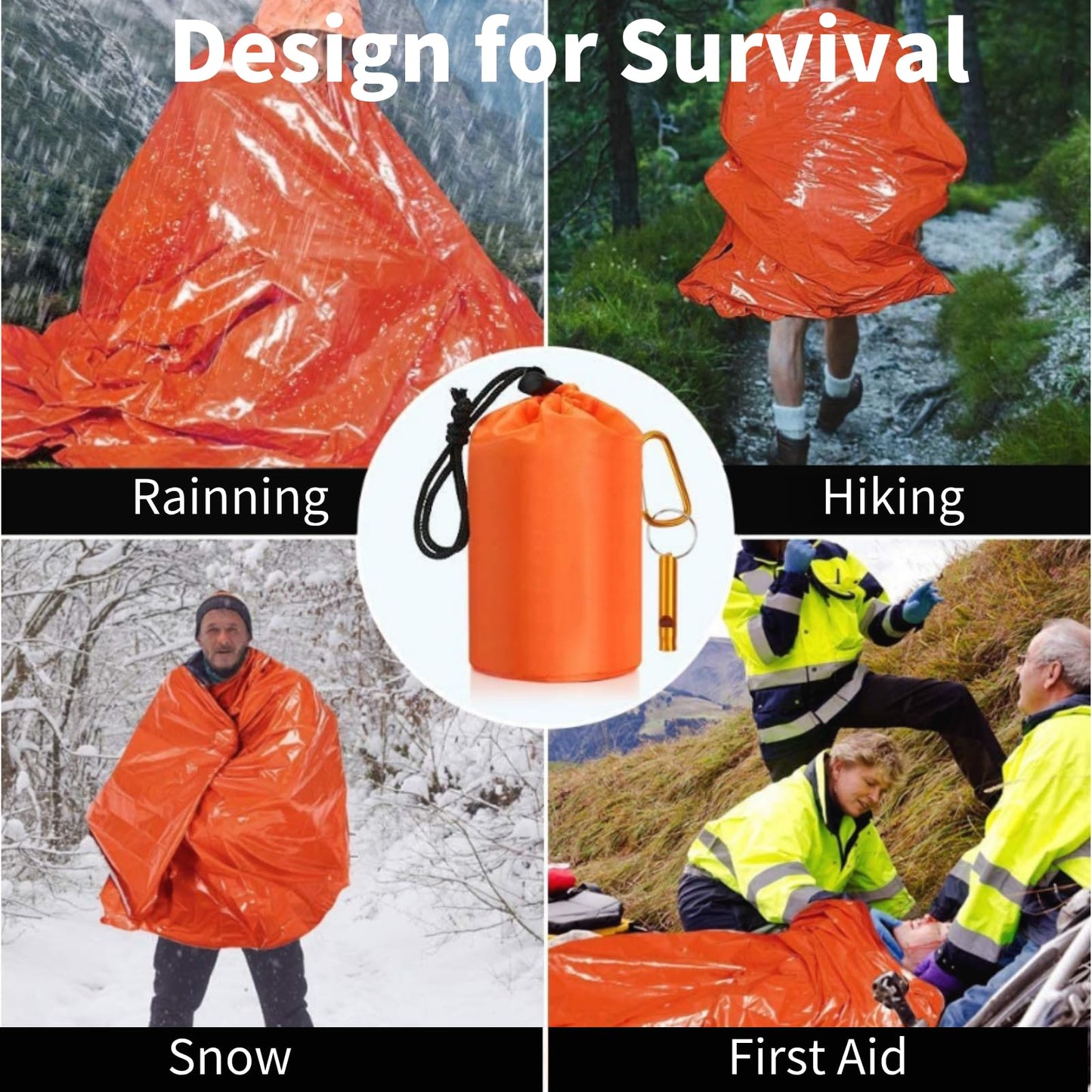 Dzronda Emergency Sleeping Bag with Whistle, Portable Emergency Survival Bag, Lightweight Pocket
