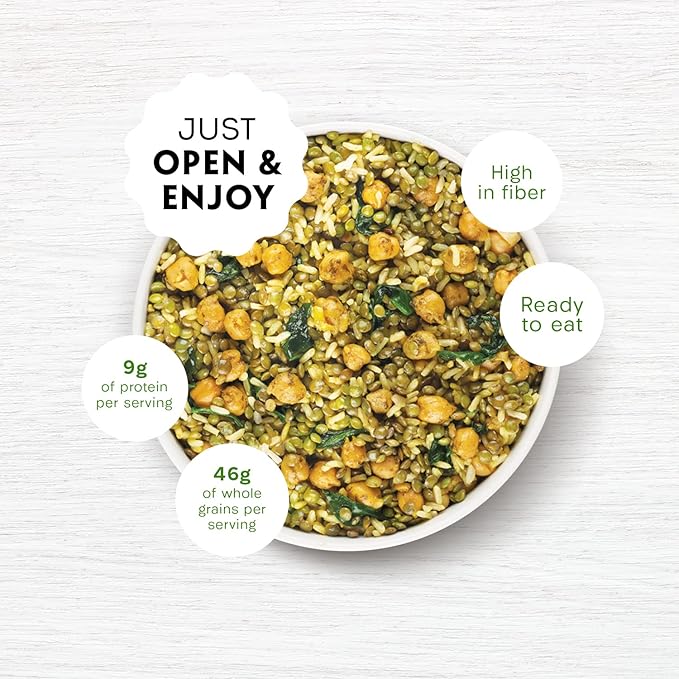 Reese Lentil Harvest Bowl | Chickpeas, Brown Rice, Spinach | High in Fiber & Protein (Pack of 8)