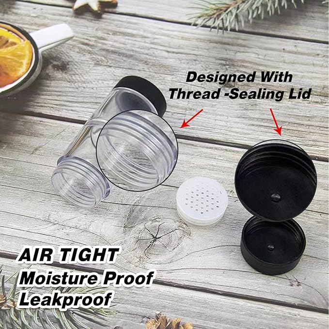 Sunmei Salt and Pepper Shakers Moisture Proof Set, 2-in-1 Portable Spice Shaker with Airtight Lid, Perfect for Camping Kitchen, Travel, Car Camping, RV, Outdoors, Backpack, BBQ Picnic, Lunch Boxes (2)