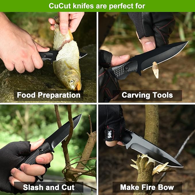 Survival Knife, Fixed Blade Knife with Sheath for Beginners, EDC 4-Inch High Grade Stainless Steel Small Knife, Good for Carving, Camping, Fishing, Survival, Outdoor
