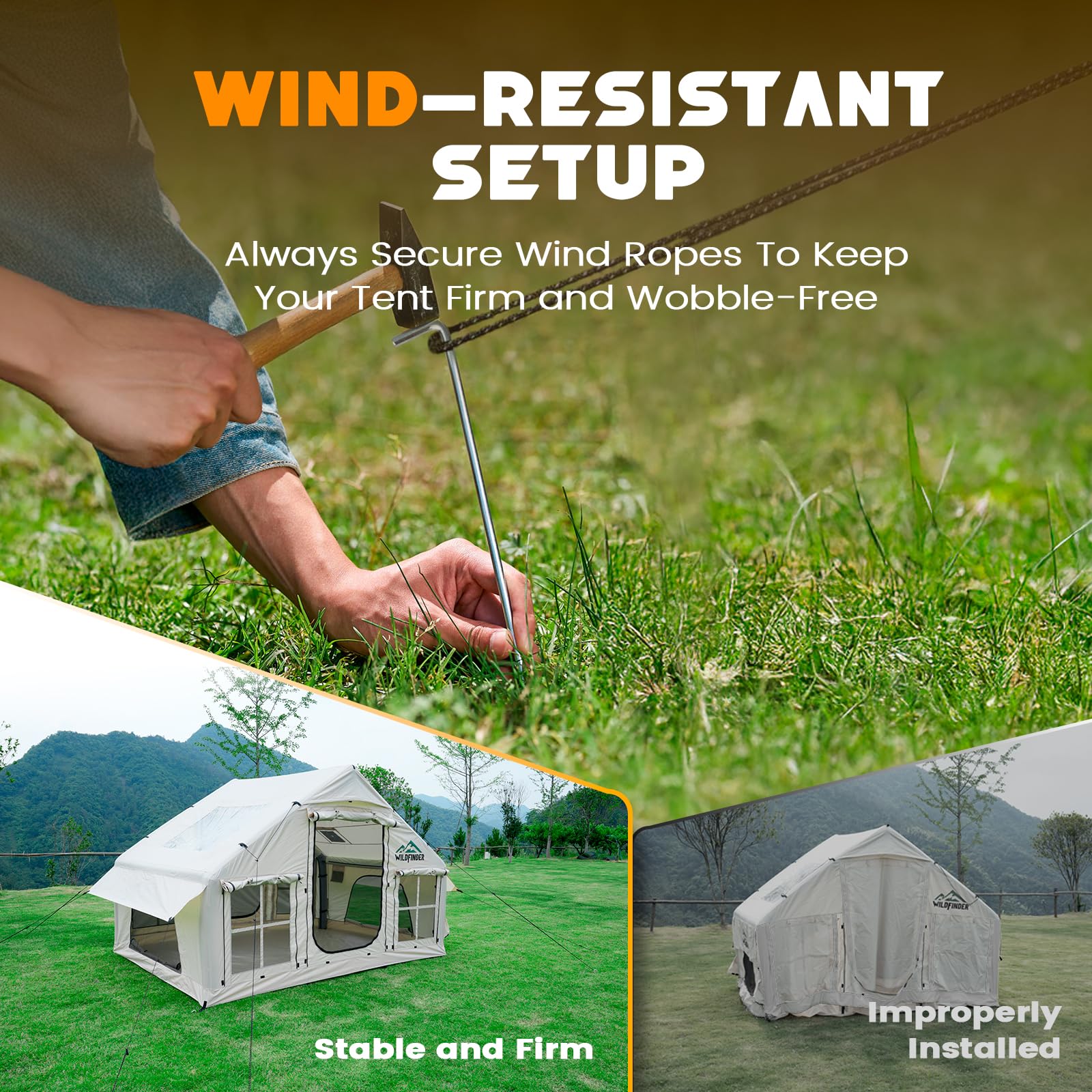 Inflatable Tent with Skylight & Stove Jack,Blow Up Tents, Hot Tent