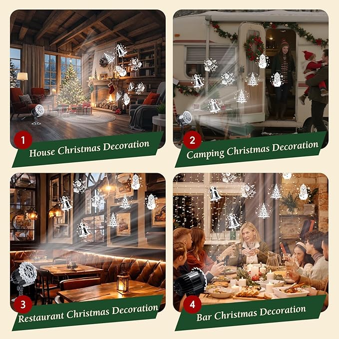 Christmas Projector Light, 3D Dynamic Rotating Christmas Patterns with Santa Snowman, for Outdoor Indoor Holiday Decor, Waterproof Christmas Yard Lighting for Wall Window Roof