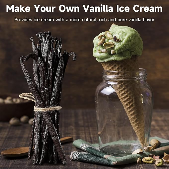 SPICEEL Organic Madagascar Vanilla Beans Grade A Vanilla Pods for Making Extract, Whole Vanilla Beans for Baking, Gluten Free, Non-GMO, Kosher, 10 Counts