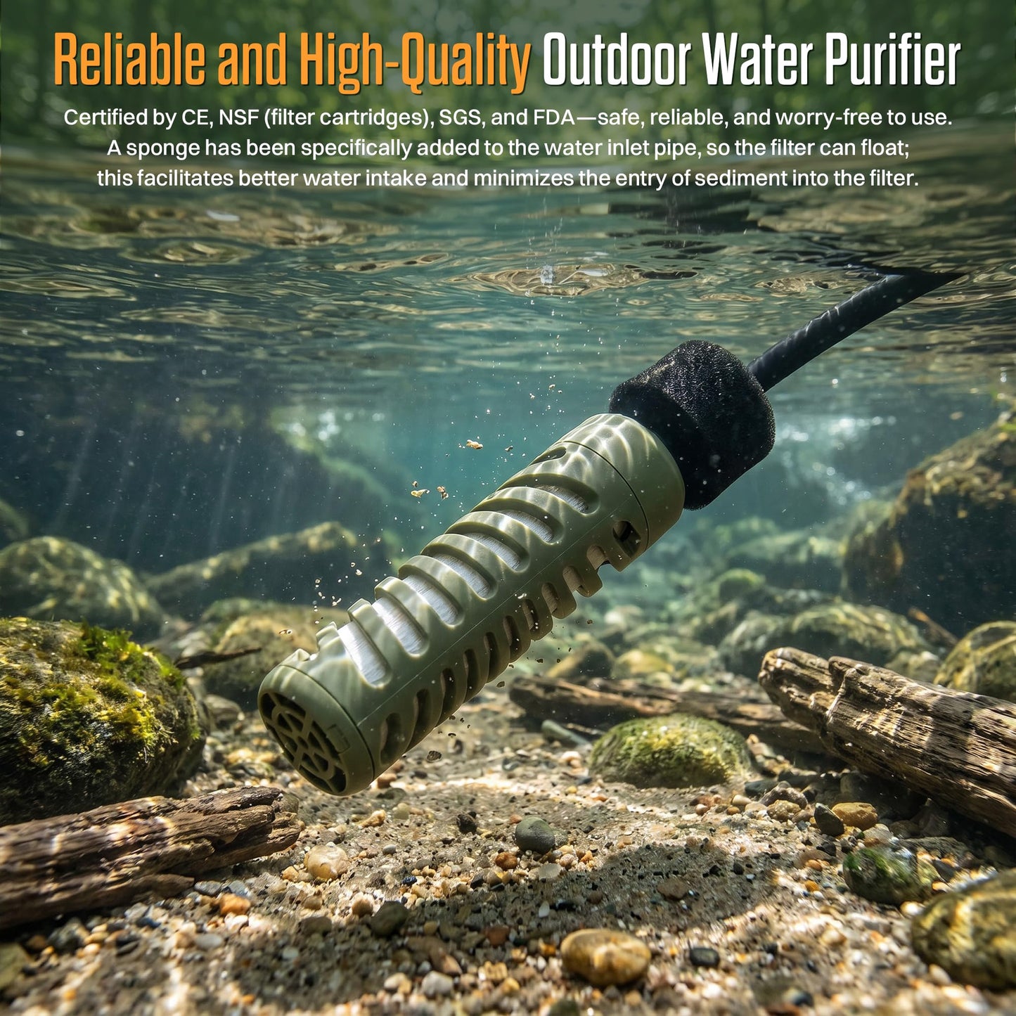 ITEHIL Portable Electric Water Filter, 0.01 Micron Camping Water Purifier with Solar, Outdoor Water