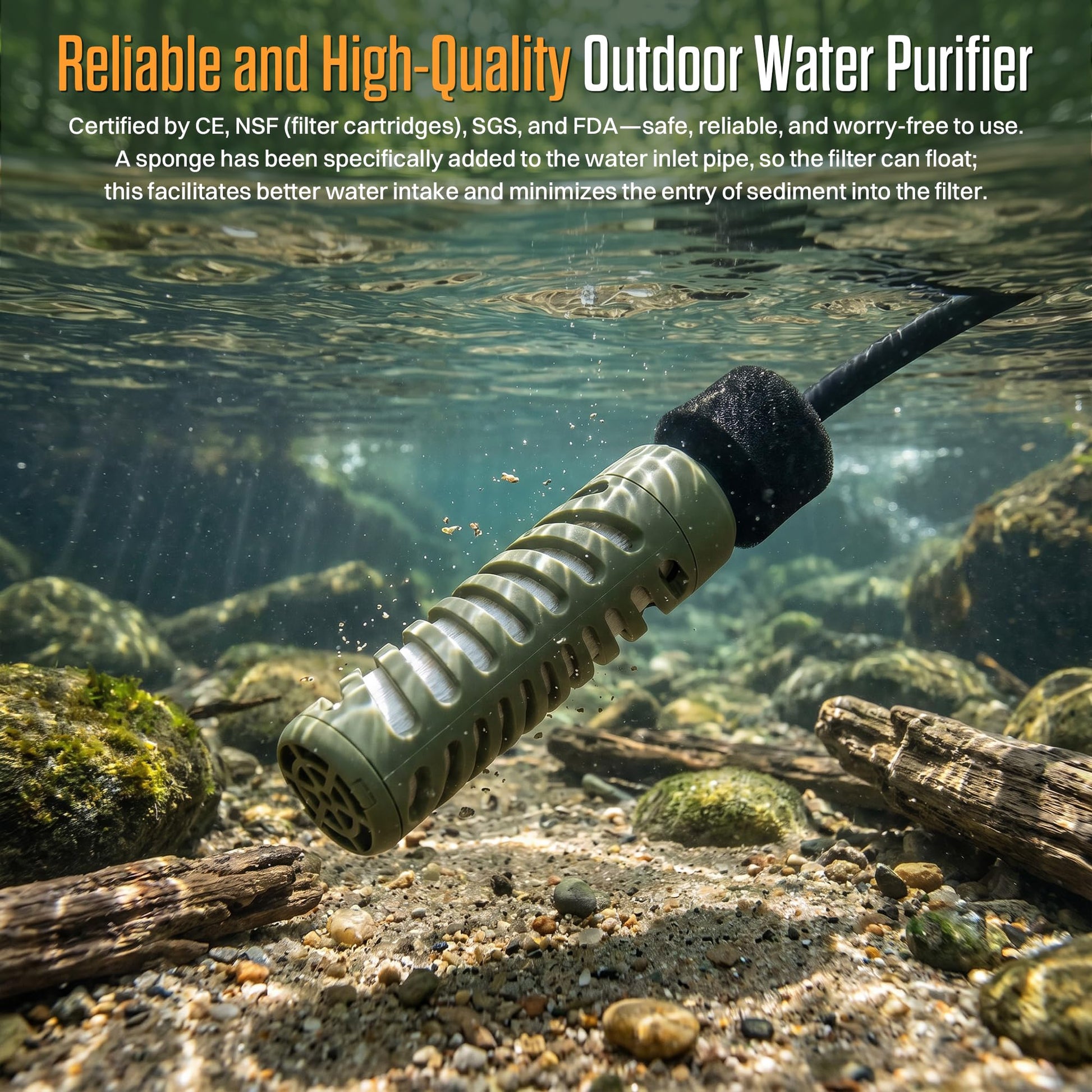 ITEHIL Portable Electric Water Filter, 0.01 Micron Camping Water Purifier with Solar, Outdoor Water