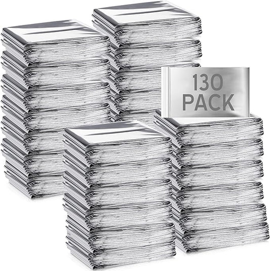 Macarrie Emergency Blanket Bulk - Survival Thermal Silver Foil Reflective Blankets Set Pack for Outdoors Shelter Space, Camping, Hiking, First Aid Supplies, Homeless Donations