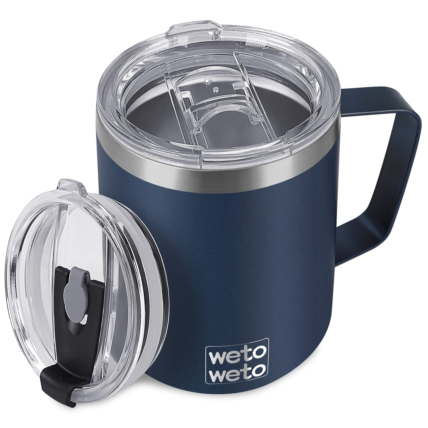WETOWETO 14 oz Coffee Mug, Vacuum Insulated Camping Mug with Lid, Double Wall Stainless Steel