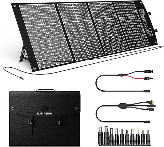 ELECAENTA 120W Portable Solar Panel for Power Station Generator, 25% High Conversion, 45W USB C QC 3.0 for Cell Phone Tablet Camera Drone, Foldable ETFE Solar Charger for Outdoors Camping Off Grid