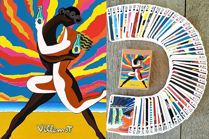 Villemot Playing Cards (Poker Deck 54 Cards All Different) Vintage Retro Art Deco Illustration Advertizing Posters Orangina Perrier