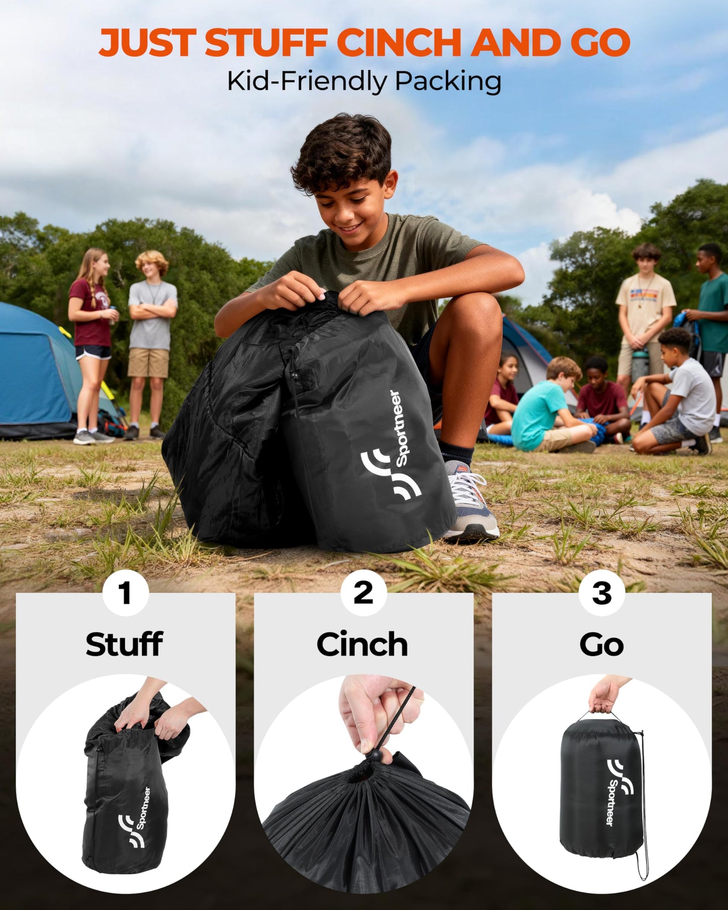 Sportneer Sleeping Bag for Adults & Kids, Cold Weather & Warm Waterproof Camping Sleeping Bag