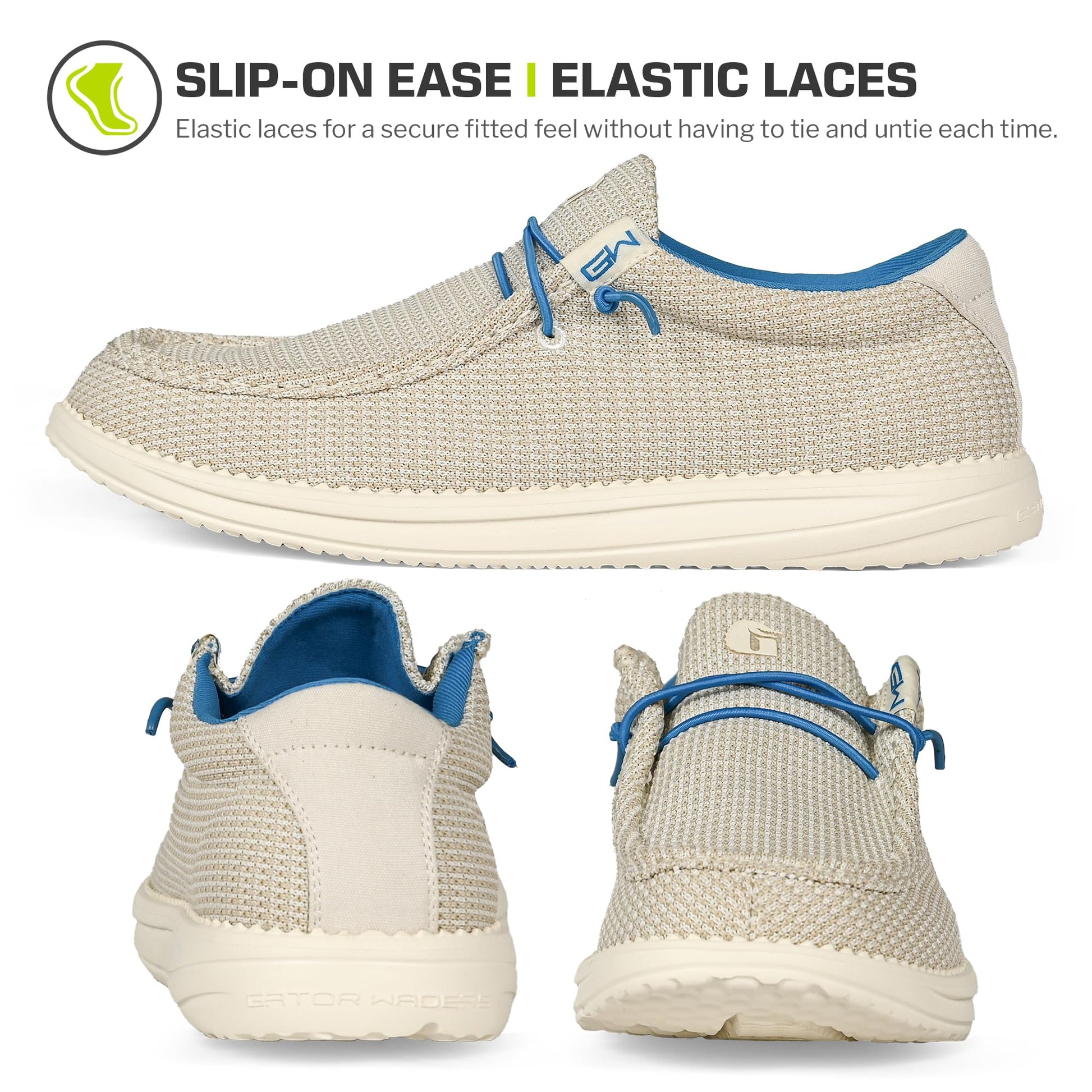 Gator Waders Mens Camp Shoes - Lightweight Slip-On Outdoor Loafers for Men with Elastic Laces