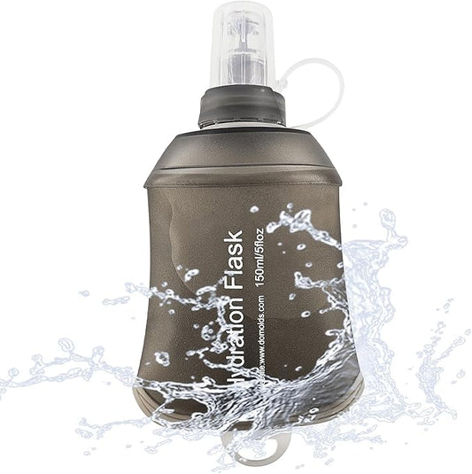 J.CARP 150ml Soft Flask Running Water Bottles, TPU Foldable Running Hydration Flask for Hydration Pack Cycling Hiking Climbing Outdoors Motorbike Dark Grey