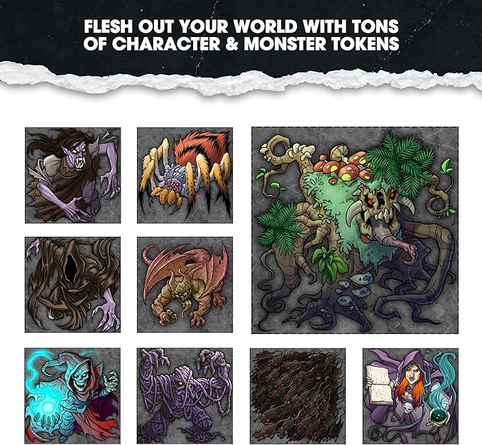 Dungeon Craft Cursed Lands Terrain Set for RPG & DND - 1000+ Double-Sided Dry/Wet Erase Tiles - Modular Battle Map Pieces for Tabletop Games & Dungeon Maps