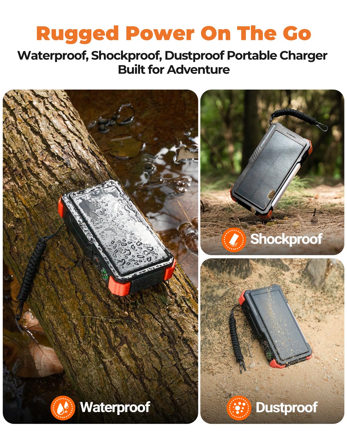 BLAVOR Solar Power Bank with Hand Crank and 4 Cables, 20000mAh Wireless Portable Charger with USB C