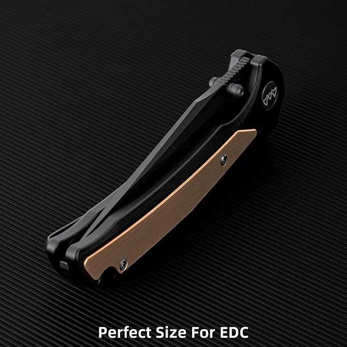 EDC Pocket Knife, 3.6" 14C28N Aluminium With Steel Inlay Handle, Folding Knife for Camping Hiking Hunting Outdoor