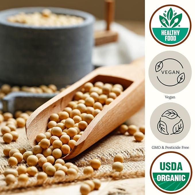 Be Still Farms Organic Soybeans - Soy Beans Dry (2.8 lb) aka Soya Nuts - Great for Edamame, Soy Milk, Tofu - High in Protein & Fiber | USA Grown | USDA Certified | Vegan | Non-GMO | Gluten Free