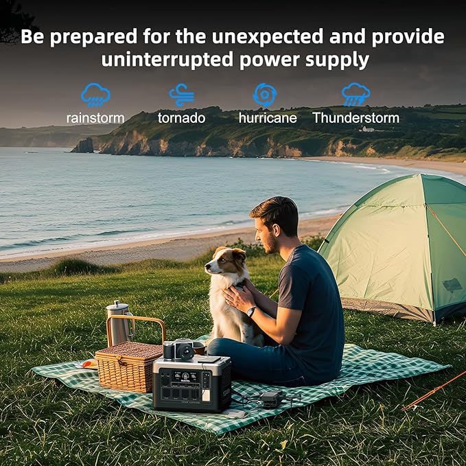OUKITEL P1000 Plus 1800W/1024Wh Power Station with 100W Solar Panel, 1200W Fast Charging, Solar Generator with 4 AC Outlets (3600W Peak), APP Control Battery Backup for Home, Camping & RVs