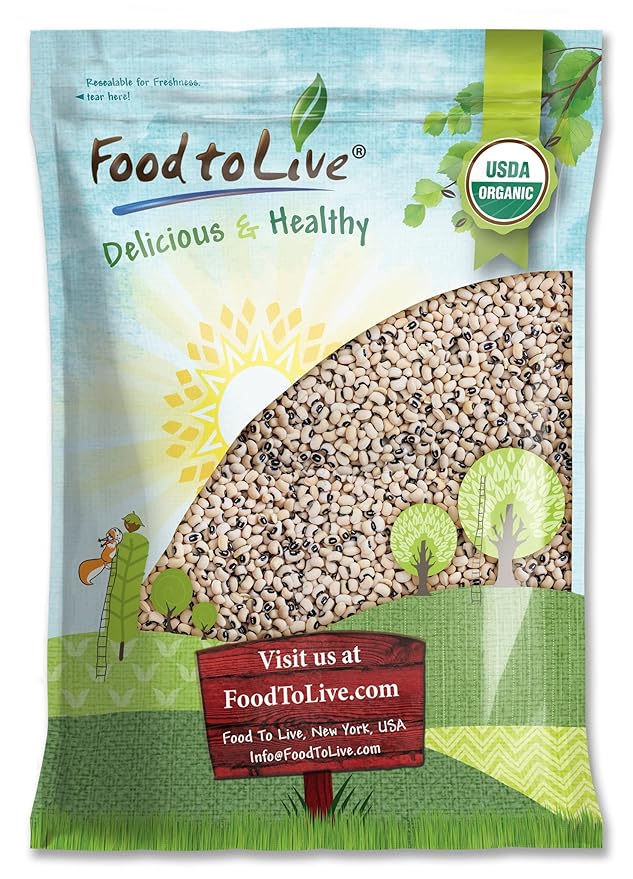 Food to Live Organic Black-Eyed Peas, 10 Pounds ??Raw Dried Cow Peas, Non-GMO, Bulk Beans, Product of the USA