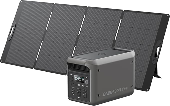 DABBSSON 2000L Solar Generator with 420W Solar Panel, 2048Wh Semi-Solid LiFePO4 Battery w/6 2200W AC Output, Compact&Lightweight, Recharge 80% in 1.5 Hr, Portable Power Station for Camping/Home/RV