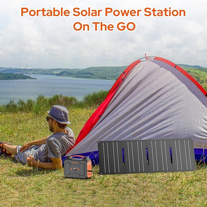 100W Portable Solar Power Station with Foldable 40W Solar Panel, 65W 110V Portable Power Bank with AC Outlet for Home Outdoor Adventure Use