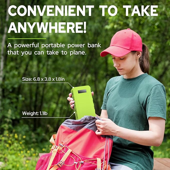 powkey Portable Power Station with AC Outlet, 65W/110V External Battery Pack 24000mAh/88.8Wh Power Pack, Portable Power Source Supply Backup for Outdoor Tent Camping Home Office