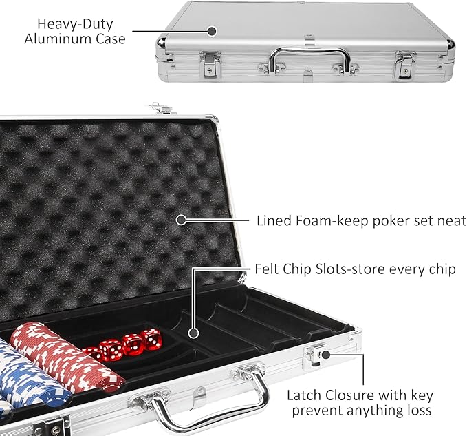 Poker Chips Set, 300PCS Poker Chips with Carrying Case for Texas Holdem Blackjack Gambling