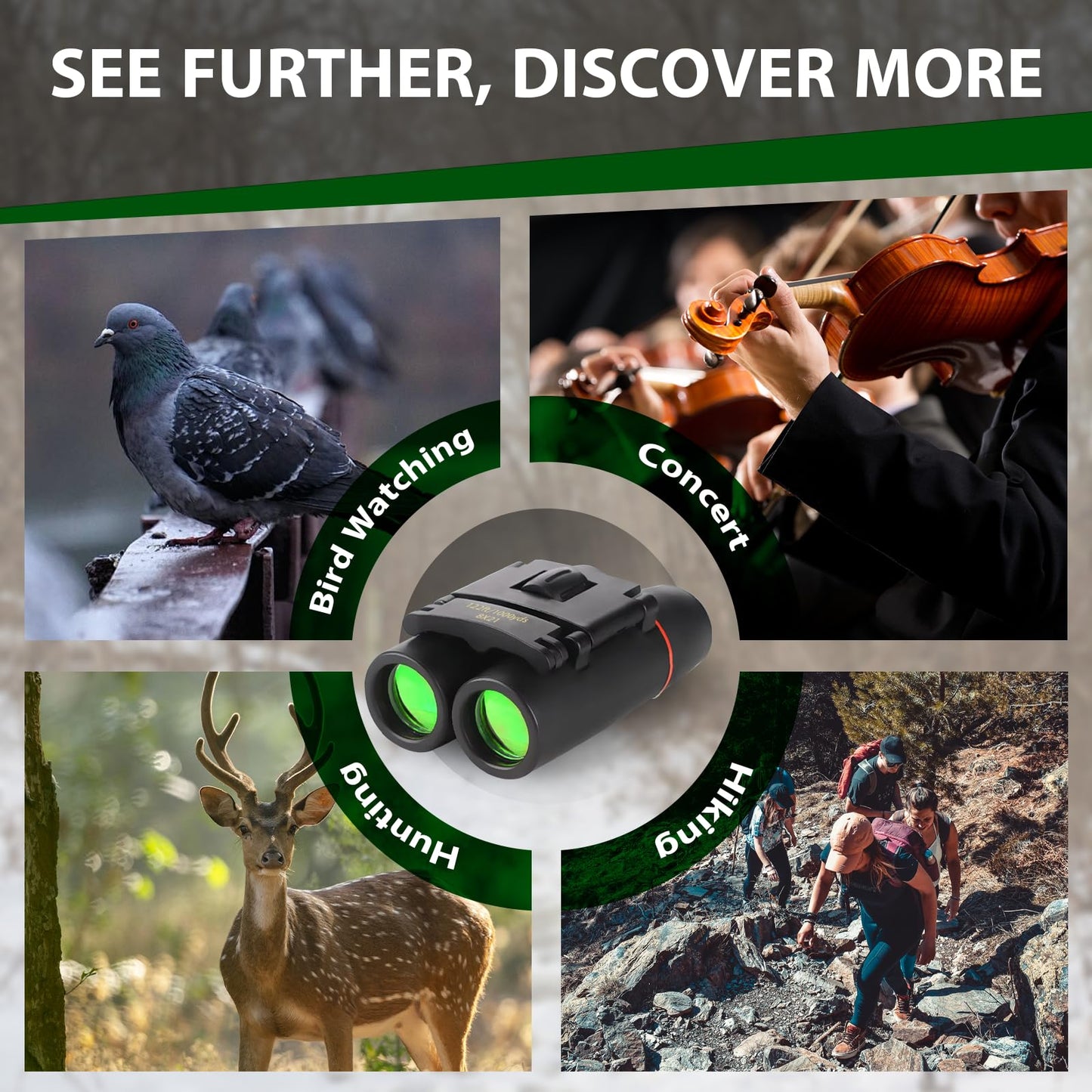 POXXU Binoculars for Adults and Kids, High Powered Compact Binoculars