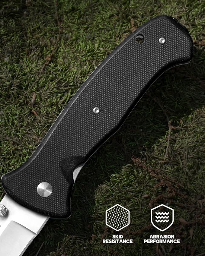 Folding Pocket Knife with Clip, 3" 8Cr13MoV Steel Drop Point Blade with G10 Handle, Liner Lock Pocket Knives for Men Women Outdoor Camping Hunting Hiking Survival Pocketknife