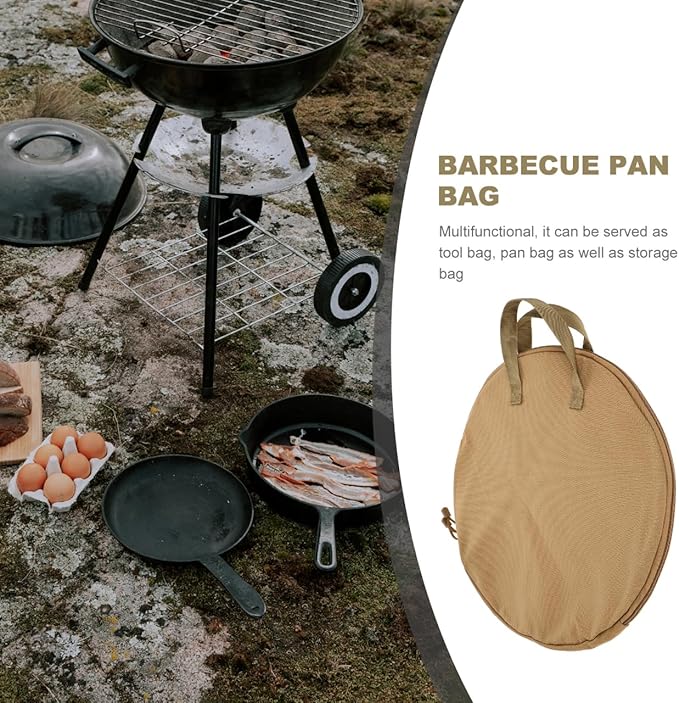 Garneck Outdoor Cast Iron Skillet Storage Bag Portable Frying Pan Pouch for Camp Cooking Convenient Outdoor Cookware Storage and Versatile Carrying Case