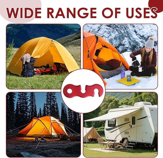 40PC Rope Tensioner, Aluminum Alloy S - Shaped Rope Tightener with Three - Eye Opening, Outdoor Camping Tent Rope Buckle, Ideal for Tent Tie Downs, Clothesline Tightening & Hiking Accessories