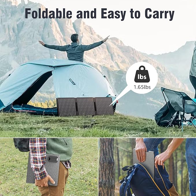 Portable Solar Panel Charger 30W, Foldable Solar Panel Kit with DC/USB C/USB A Output for Power Bank Station Phone Tablet, High Efficiency Waterproof Solar Panel for Camping RV Van Backpacking